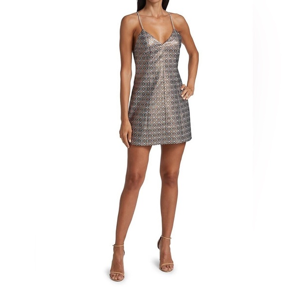 Alice And Olivia Tayla Metallic Jacquard Mini...Dress Size 10 NWT - Picture 2 of 10
